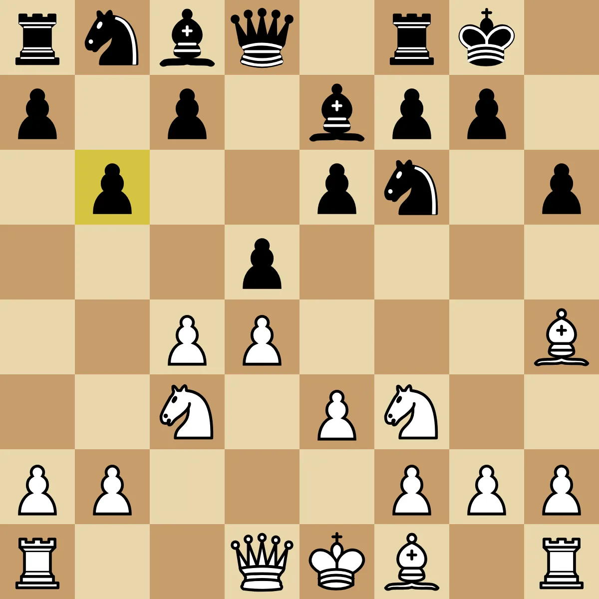 A Queen's Gambit Declined position after Black prepares bishop development with b6