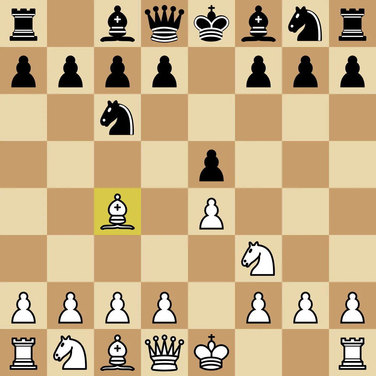 A chess board after 1.e4 e5 2.Nf3 Nc6 3.Bc4 in an Italian Game thumbnail sequence
