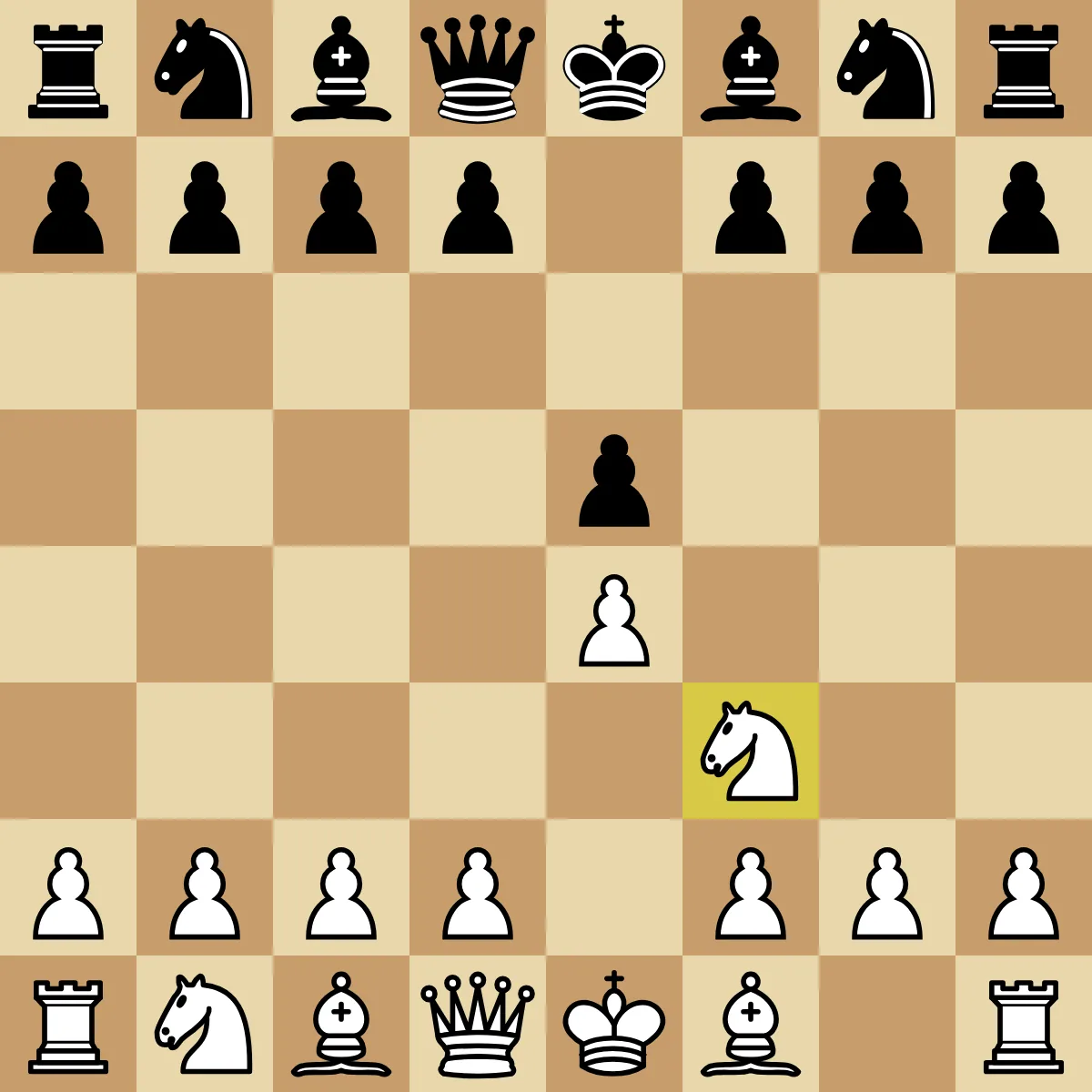 A chess board after 1.e4 e5 2.Nf3 in an Italian Game thumbnail sequence